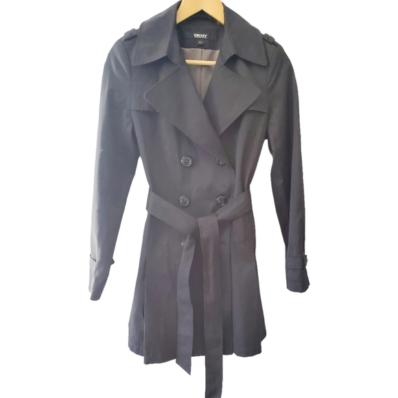DKNY Black Fully Lined Trench Coat Size XS/New with Tags - Picture 1 of 6